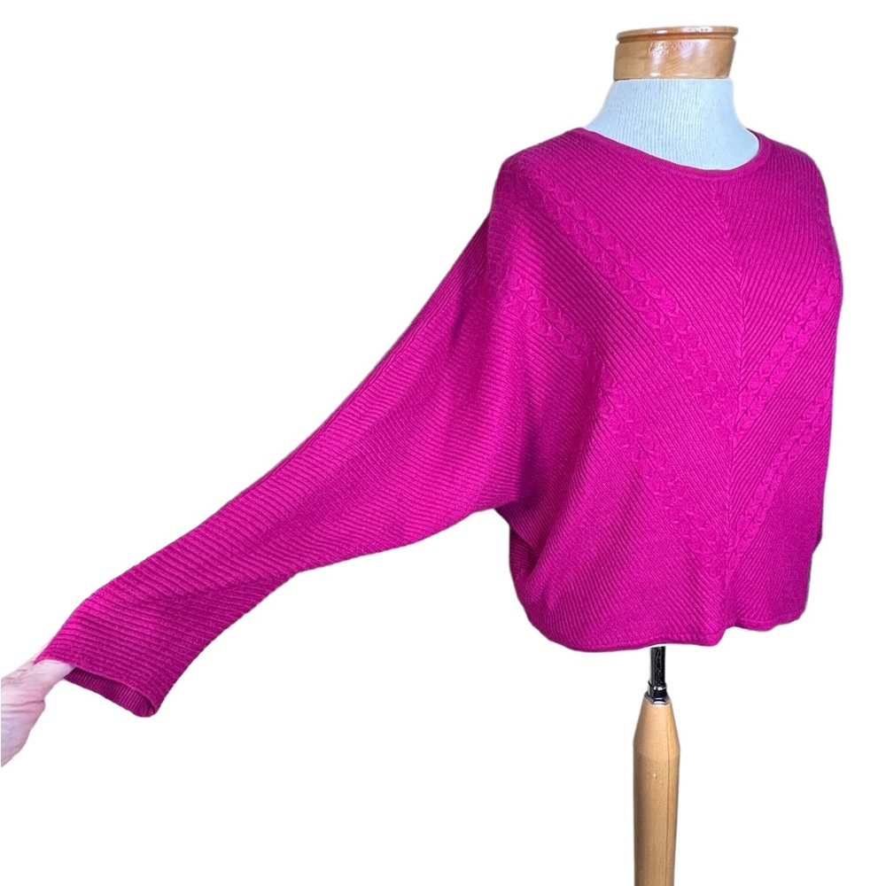 Philosophy Women’s Dolman Sleeve Sweater with Ribbed Chevron Design 1X